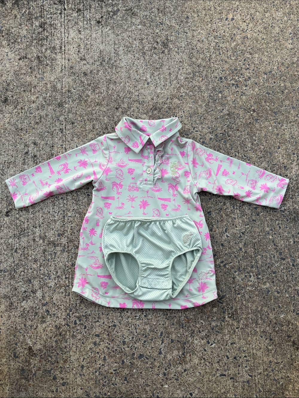 Turtles & Tees dress set 3/6 months - Mint & Pink
